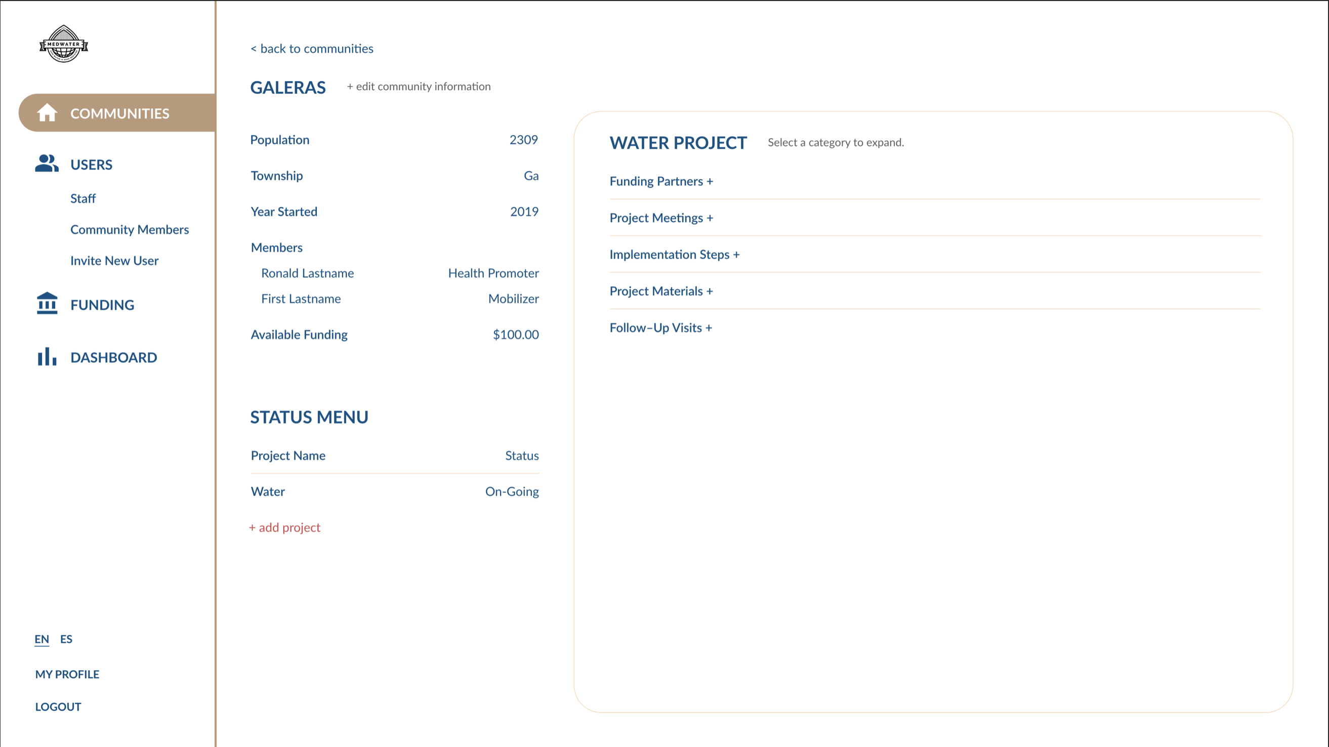 medwater app screenshot